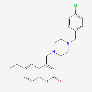 4-{[4-(4-chlorobenzyl)-1-piperazinyl]methyl}-6-ethyl-2H-chromen-2-one