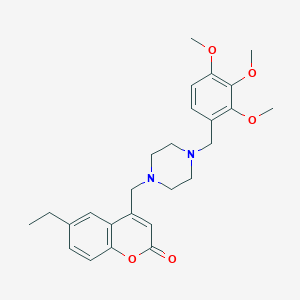 molecular formula C26H32N2O5 B4287831 6-ethyl-4-{[4-(2,3,4-trimethoxybenzyl)-1-piperazinyl]methyl}-2H-chromen-2-one 