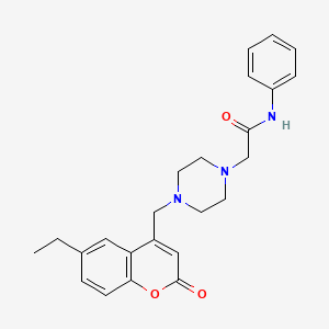 molecular formula C24H27N3O3 B4287834 2-{4-[(6-ethyl-2-oxo-2H-chromen-4-yl)methyl]-1-piperazinyl}-N-phenylacetamide 