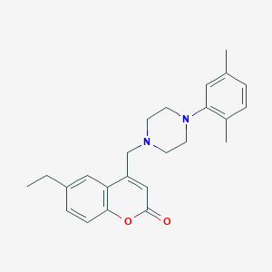 molecular formula C24H28N2O2 B4287840 4-{[4-(2,5-dimethylphenyl)-1-piperazinyl]methyl}-6-ethyl-2H-chromen-2-one 