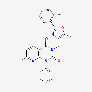molecular formula C28H26N4O3 B4287878 3-{[2-(2,5-dimethylphenyl)-5-methyl-1,3-oxazol-4-yl]methyl}-5,7-dimethyl-1-phenylpyrido[2,3-d]pyrimidine-2,4(1H,3H)-dione 