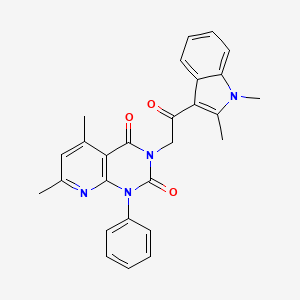 3-[2-(1,2-dimethyl-1H-indol-3-yl)-2-oxoethyl]-5,7-dimethyl-1-phenylpyrido[2,3-d]pyrimidine-2,4(1H,3H)-dione