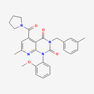 1-(2-METHOXYPHENYL)-7-METHYL-3-[(3-METHYLPHENYL)METHYL]-5-(PYRROLIDINE-1-CARBONYL)-1H,2H,3H,4H-PYRIDO[2,3-D]PYRIMIDINE-2,4-DIONE