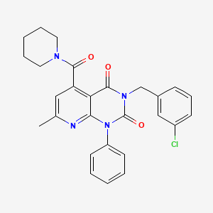 molecular formula C27H25ClN4O3 B4287902 3-(3-chlorobenzyl)-7-methyl-1-phenyl-5-(1-piperidinylcarbonyl)pyrido[2,3-d]pyrimidine-2,4(1H,3H)-dione 