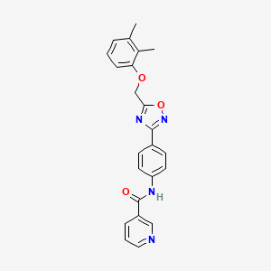 molecular formula C23H20N4O3 B4287948 N-(4-{5-[(2,3-dimethylphenoxy)methyl]-1,2,4-oxadiazol-3-yl}phenyl)nicotinamide 