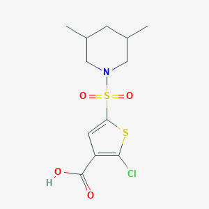 molecular formula C12H16ClNO4S2 B428796 2-Chloro-5-[(3,5-dimethyl-1-piperidinyl)sulfonyl]-3-thiophenecarboxylic acid 