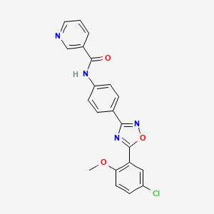 molecular formula C21H15ClN4O3 B4287963 N-{4-[5-(5-chloro-2-methoxyphenyl)-1,2,4-oxadiazol-3-yl]phenyl}nicotinamide 