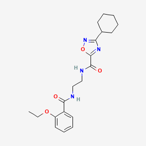 molecular formula C20H26N4O4 B4287970 3-cyclohexyl-N-{2-[(2-ethoxybenzoyl)amino]ethyl}-1,2,4-oxadiazole-5-carboxamide 