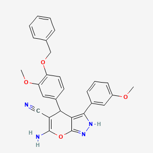 molecular formula C28H24N4O4 B4287988 6-amino-4-[4-(benzyloxy)-3-methoxyphenyl]-3-(3-methoxyphenyl)-1,4-dihydropyrano[2,3-c]pyrazole-5-carbonitrile 