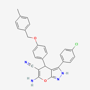 6-amino-3-(4-chlorophenyl)-4-{4-[(4-methylbenzyl)oxy]phenyl}-1,4-dihydropyrano[2,3-c]pyrazole-5-carbonitrile