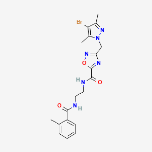 molecular formula C19H21BrN6O3 B4288012 3-[(4-bromo-3,5-dimethyl-1H-pyrazol-1-yl)methyl]-N-{2-[(2-methylbenzoyl)amino]ethyl}-1,2,4-oxadiazole-5-carboxamide 