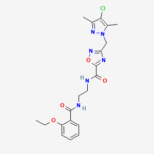 molecular formula C20H23ClN6O4 B4288017 3-[(4-chloro-3,5-dimethyl-1H-pyrazol-1-yl)methyl]-N-{2-[(2-ethoxybenzoyl)amino]ethyl}-1,2,4-oxadiazole-5-carboxamide 