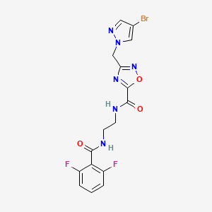 molecular formula C16H13BrF2N6O3 B4288049 3-[(4-bromo-1H-pyrazol-1-yl)methyl]-N-{2-[(2,6-difluorobenzoyl)amino]ethyl}-1,2,4-oxadiazole-5-carboxamide 