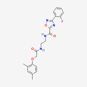molecular formula C21H21FN4O4 B4288055 N-(2-{[(2,4-dimethylphenoxy)acetyl]amino}ethyl)-3-(2-fluorophenyl)-1,2,4-oxadiazole-5-carboxamide 