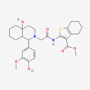 molecular formula C28H36N2O6S B4288083 methyl 2-({[4a-hydroxy-1-(4-hydroxy-3-methoxyphenyl)octahydro-2(1H)-isoquinolinyl]acetyl}amino)-4,5,6,7-tetrahydro-1-benzothiophene-3-carboxylate 
