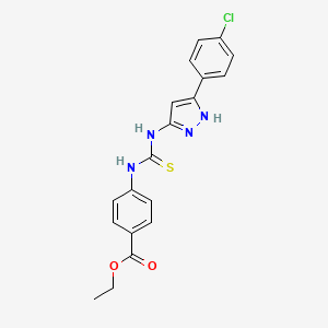 molecular formula C19H17ClN4O2S B4288205 ethyl 4-[({[5-(4-chlorophenyl)-1H-pyrazol-3-yl]amino}carbonothioyl)amino]benzoate 