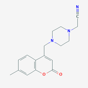 molecular formula C17H19N3O2 B4288211 {4-[(7-methyl-2-oxo-2H-chromen-4-yl)methyl]-1-piperazinyl}acetonitrile 