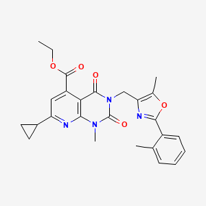molecular formula C26H26N4O5 B4288223 ethyl 7-cyclopropyl-1-methyl-3-{[5-methyl-2-(2-methylphenyl)-1,3-oxazol-4-yl]methyl}-2,4-dioxo-1,2,3,4-tetrahydropyrido[2,3-d]pyrimidine-5-carboxylate 