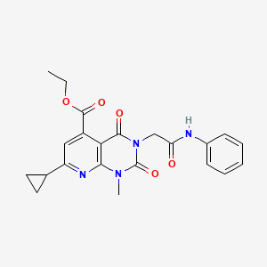 molecular formula C22H22N4O5 B4288246 ethyl 3-(2-anilino-2-oxoethyl)-7-cyclopropyl-1-methyl-2,4-dioxo-1,2,3,4-tetrahydropyrido[2,3-d]pyrimidine-5-carboxylate 