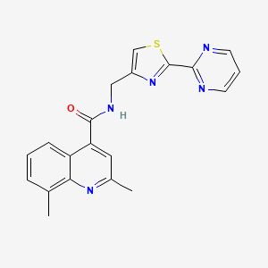 molecular formula C20H17N5OS B4288303 2,8-dimethyl-N-[(2-pyrimidin-2-yl-1,3-thiazol-4-yl)methyl]quinoline-4-carboxamide 