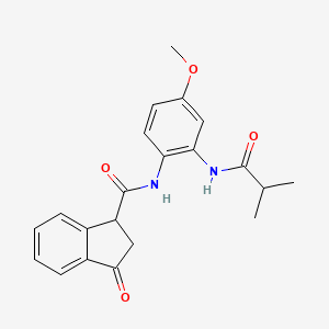 molecular formula C21H22N2O4 B4288318 N-[2-(isobutyrylamino)-4-methoxyphenyl]-3-oxoindane-1-carboxamide 