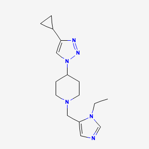 molecular formula C16H24N6 B4288320 4-(4-cyclopropyl-1H-1,2,3-triazol-1-yl)-1-[(1-ethyl-1H-imidazol-5-yl)methyl]piperidine bis(trifluoroacetate) 