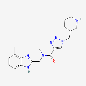 molecular formula C19H25N7O B4288340 N-methyl-N-[(7-methyl-1H-benzimidazol-2-yl)methyl]-1-(piperidin-3-ylmethyl)-1H-1,2,3-triazole-4-carboxamide 