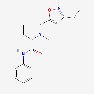 molecular formula C17H23N3O2 B4288349 2-[[(3-ethylisoxazol-5-yl)methyl](methyl)amino]-N-phenylbutanamide 