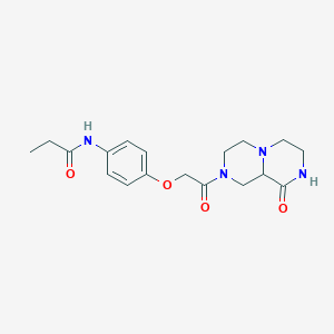 molecular formula C18H24N4O4 B4288375 N-{4-[2-oxo-2-(9-oxooctahydro-2H-pyrazino[1,2-a]pyrazin-2-yl)ethoxy]phenyl}propanamide 