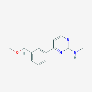 molecular formula C15H19N3O B4288430 4-[3-(1-methoxyethyl)phenyl]-N,6-dimethylpyrimidin-2-amine 