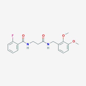molecular formula C19H21FN2O4 B4288435 N-{3-[(2,3-dimethoxybenzyl)amino]-3-oxopropyl}-2-fluorobenzamide 