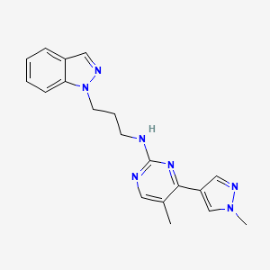 molecular formula C19H21N7 B4288441 N-[3-(1H-indazol-1-yl)propyl]-5-methyl-4-(1-methyl-1H-pyrazol-4-yl)pyrimidin-2-amine 