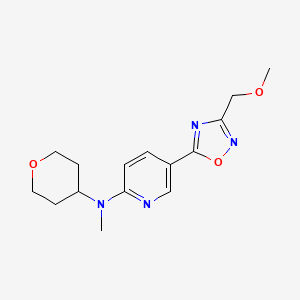 molecular formula C15H20N4O3 B4288500 5-[3-(methoxymethyl)-1,2,4-oxadiazol-5-yl]-N-methyl-N-(tetrahydro-2H-pyran-4-yl)-2-pyridinamine 