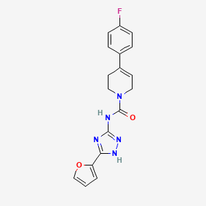 molecular formula C18H16FN5O2 B4288507 4-(4-fluorophenyl)-N-[3-(2-furyl)-1H-1,2,4-triazol-5-yl]-3,6-dihydropyridine-1(2H)-carboxamide 