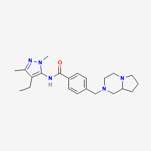 molecular formula C22H31N5O B4288513 N-(4-ethyl-1,3-dimethyl-1H-pyrazol-5-yl)-4-(hexahydropyrrolo[1,2-a]pyrazin-2(1H)-ylmethyl)benzamide 