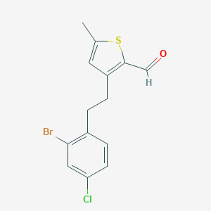 molecular formula C14H12BrClOS B428852 3-[2-(2-Bromo-4-chlorophenyl)ethyl]-5-methyl-2-thiophenecarbaldehyde 