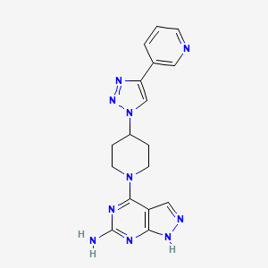 molecular formula C17H18N10 B4288537 4-[4-(4-pyridin-3-yl-1H-1,2,3-triazol-1-yl)piperidin-1-yl]-1H-pyrazolo[3,4-d]pyrimidin-6-amine 