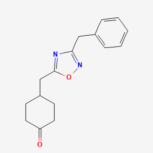 molecular formula C16H18N2O2 B4288559 4-[(3-benzyl-1,2,4-oxadiazol-5-yl)methyl]cyclohexanone 