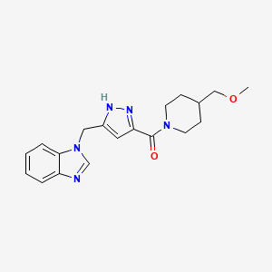 molecular formula C19H23N5O2 B4288574 1-[(3-{[4-(methoxymethyl)-1-piperidinyl]carbonyl}-1H-pyrazol-5-yl)methyl]-1H-benzimidazole 