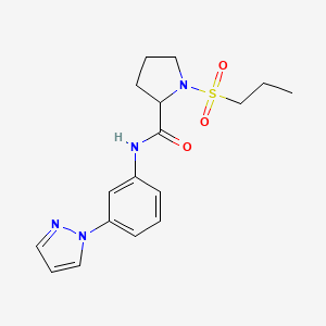 molecular formula C17H22N4O3S B4288588 1-(propylsulfonyl)-N-[3-(1H-pyrazol-1-yl)phenyl]prolinamide 