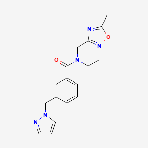N-ethyl-N-[(5-methyl-1,2,4-oxadiazol-3-yl)methyl]-3-(1H-pyrazol-1-ylmethyl)benzamide