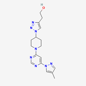 molecular formula C17H22N8O B4288674 2-(1-{1-[6-(4-methyl-1H-pyrazol-1-yl)-4-pyrimidinyl]-4-piperidinyl}-1H-1,2,3-triazol-4-yl)ethanol trifluoroacetate (salt) 