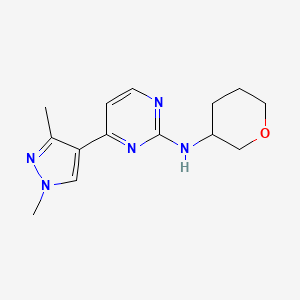 molecular formula C14H19N5O B4288676 4-(1,3-dimethyl-1H-pyrazol-4-yl)-N-(tetrahydro-2H-pyran-3-yl)pyrimidin-2-amine 