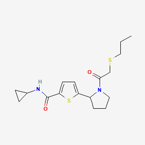 molecular formula C17H24N2O2S2 B4288679 N-cyclopropyl-5-{1-[(propylthio)acetyl]-2-pyrrolidinyl}-2-thiophenecarboxamide 
