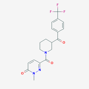 molecular formula C19H18F3N3O3 B4288689 2-methyl-6-({3-[4-(trifluoromethyl)benzoyl]-1-piperidinyl}carbonyl)-3(2H)-pyridazinone 