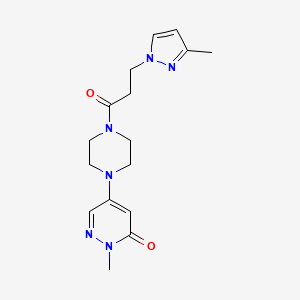 molecular formula C16H22N6O2 B4288697 2-methyl-5-{4-[3-(3-methyl-1H-pyrazol-1-yl)propanoyl]-1-piperazinyl}-3(2H)-pyridazinone 
