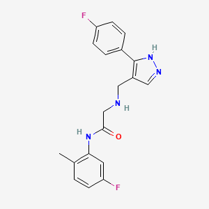 molecular formula C19H18F2N4O B4288704 N-(5-fluoro-2-methylphenyl)-2-({[3-(4-fluorophenyl)-1H-pyrazol-4-yl]methyl}amino)acetamide 