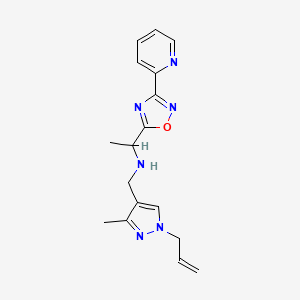 molecular formula C17H20N6O B4288715 N-[(1-allyl-3-methyl-1H-pyrazol-4-yl)methyl]-1-(3-pyridin-2-yl-1,2,4-oxadiazol-5-yl)ethanamine 