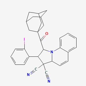 molecular formula C31H28IN3O B4288743 1-(1-adamantylcarbonyl)-2-(2-iodophenyl)-1,2-dihydropyrrolo[1,2-a]quinoline-3,3(3aH)-dicarbonitrile 