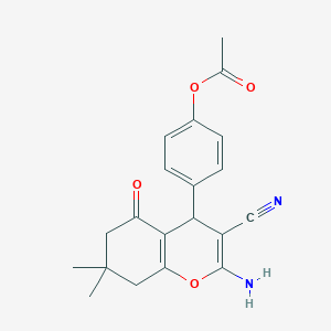 molecular formula C20H20N2O4 B4288749 4-(2-amino-3-cyano-7,7-dimethyl-5-oxo-5,6,7,8-tetrahydro-4H-chromen-4-yl)phenyl acetate 